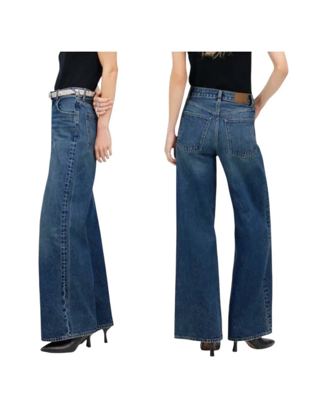 Madewell Superwide Leg Jeans Sz 24, High Rise Minimalist Grunge - Picture 2 of 12